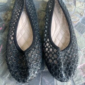 Black Glitter Flats